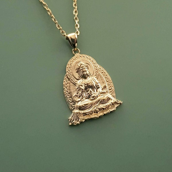 18k 14k gold Buddha necklace women men medium, buddha pendant, womens necklace pendant gold, mens necklace pendant gold