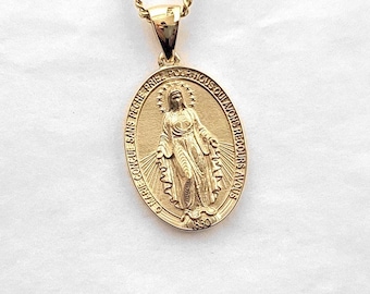 18k 14k gold wunderbare Medaille Halskette klein für Männer und Frauen