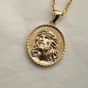 14k 18k gold Jesus pendant necklace 1 for men