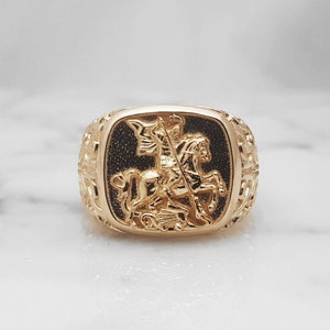 14k 18k gold st George ring 2 for men