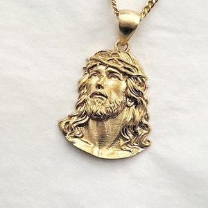 18k 14k gold Jesus pendant necklace 2 for men
