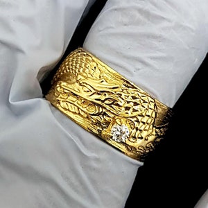 14k 18k gold dragon ring 5 for men, wide ring