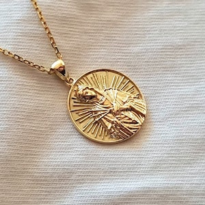 14k 18k gold blessed virgin mary our lady of sorrows pendant necklace for women