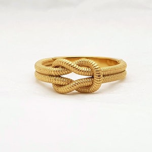 14k 18k gold rope knot ring for women and men