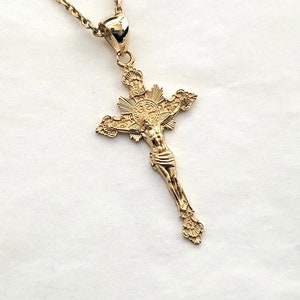 14k 18k gold crucifix pendant necklace 34mm 40mm for men and women
