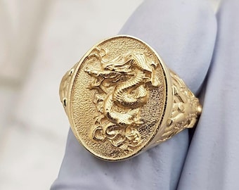14k 18k gold dragon ring 3 for men and women