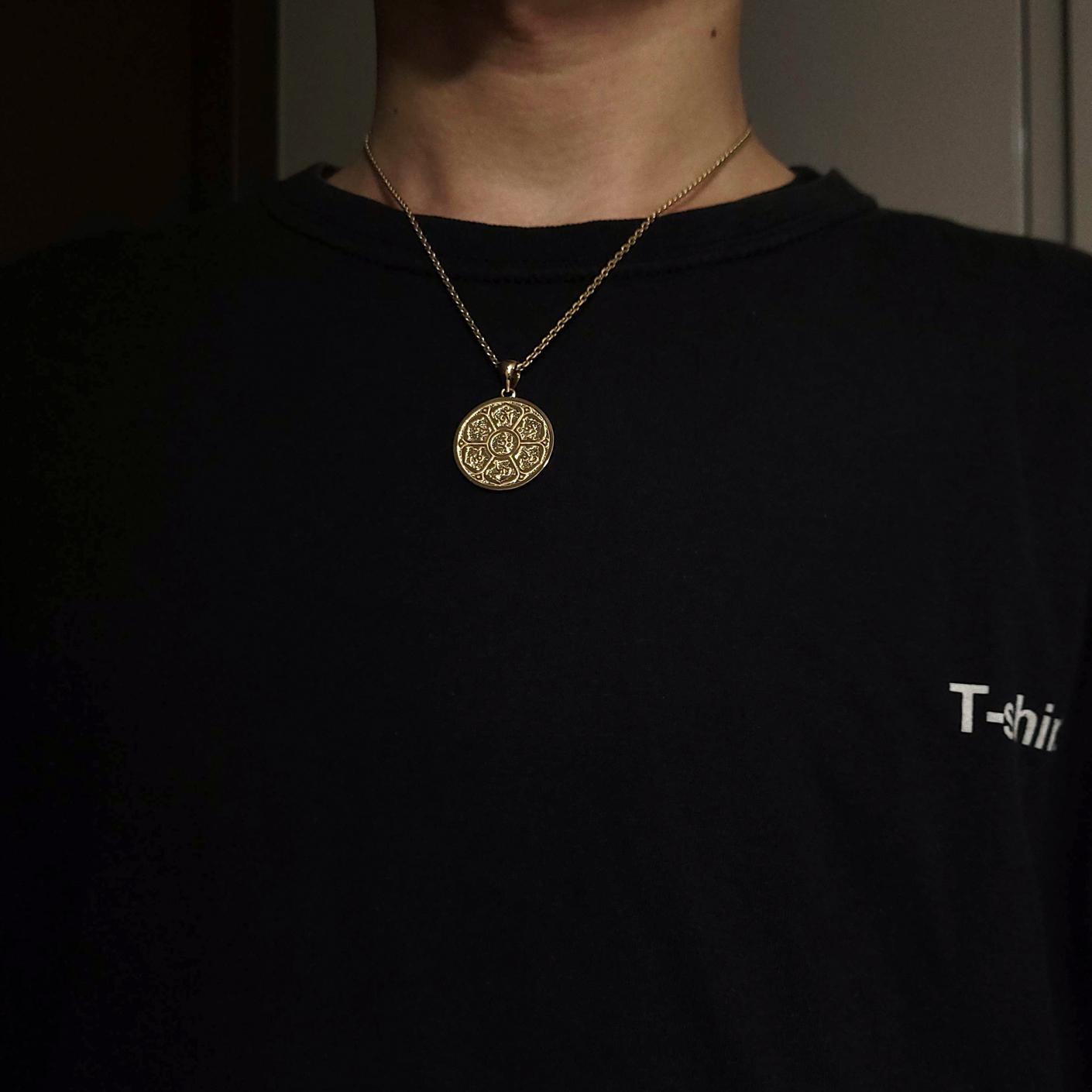 Hum Pendant 14k 18k Gold Mantra Om Mani Padme Hum Pendant Necklace for Men and ...