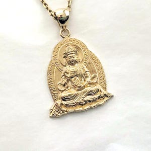 18k 14k gold Buddha pendant necklace 1 24mm 28mm for men and women