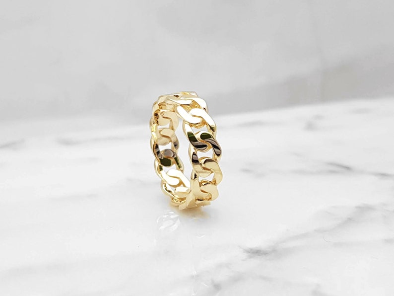 18k 14k solid gold curb chain ring 1 S 6mm simple mens and Etsy