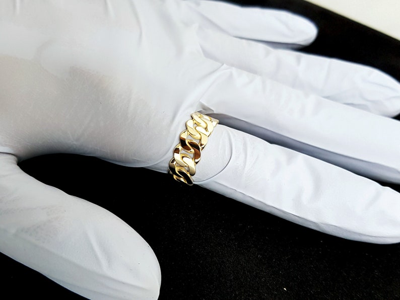 14k 18k Solid Gold Simple Curb Chain Ring 1 M 8.0mm Mens Etsy