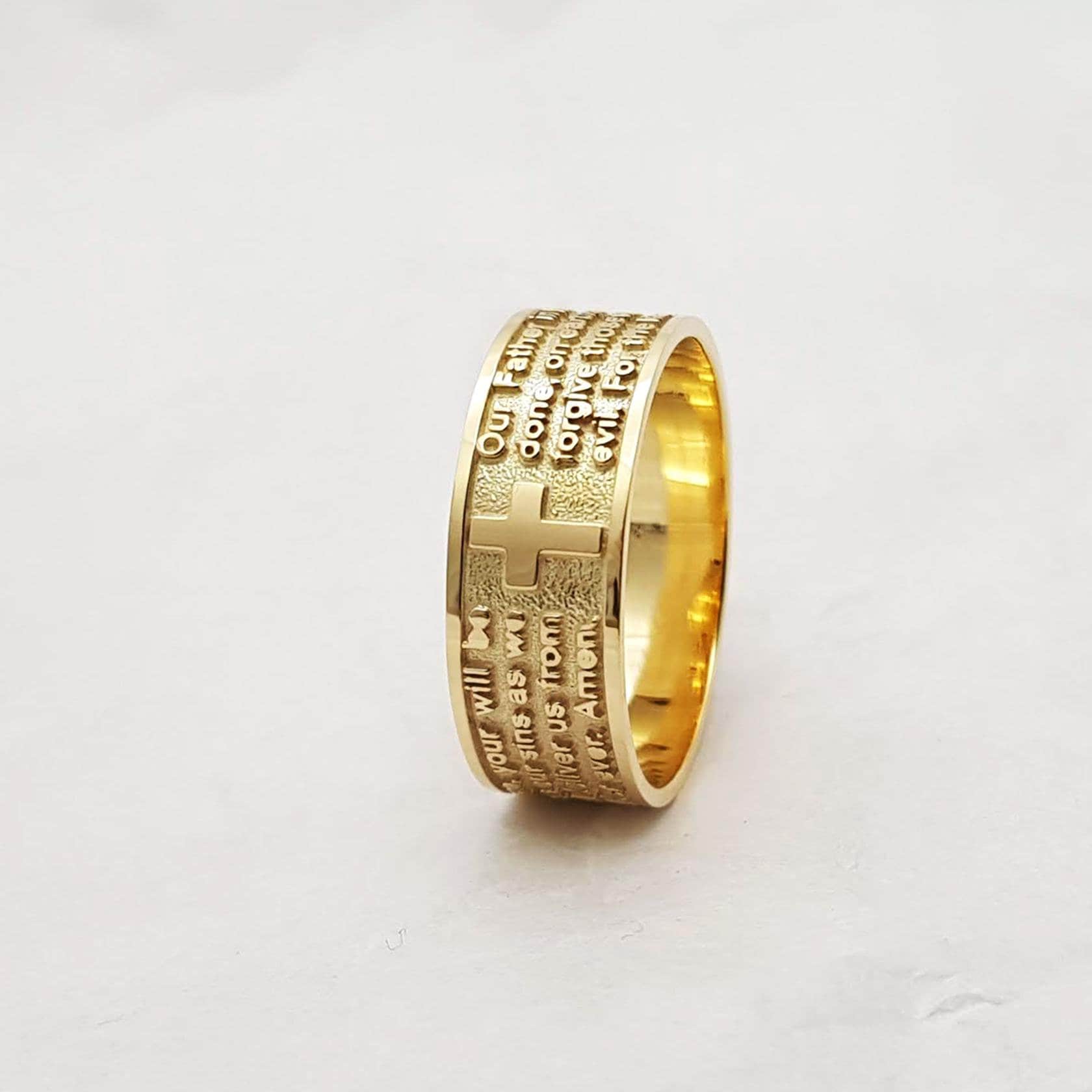 14k 18k gold lord's prayer ring for men and women