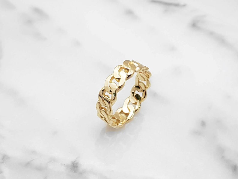 18k 14k solid gold curb chain ring 1 S 6mm simple mens and Etsy