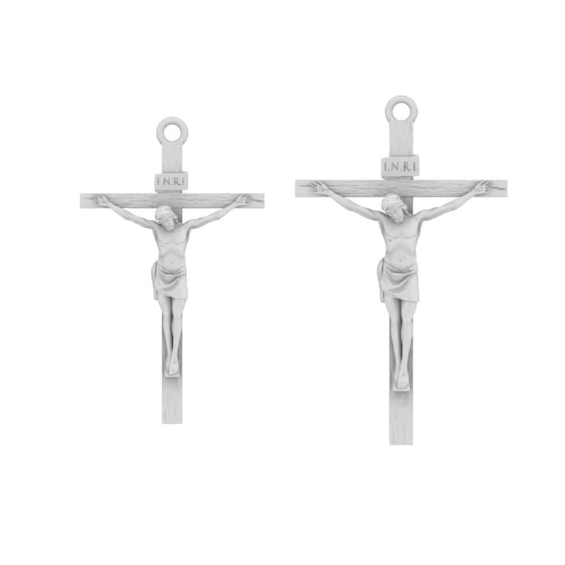 14k 18k gold crucifix pendant necklace 40mm 35mm for men image 8