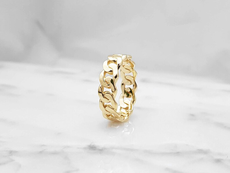 18k 14k solid gold curb chain ring 1 S 6mm simple mens and Etsy