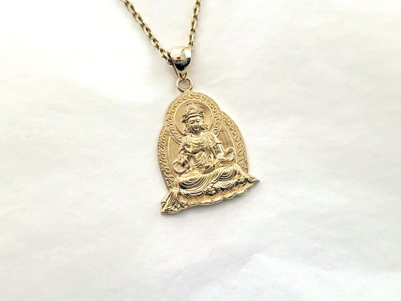 14k 18k Gold Amitabha Buddha Necklace Pendant 1 L Buddhism - Etsy