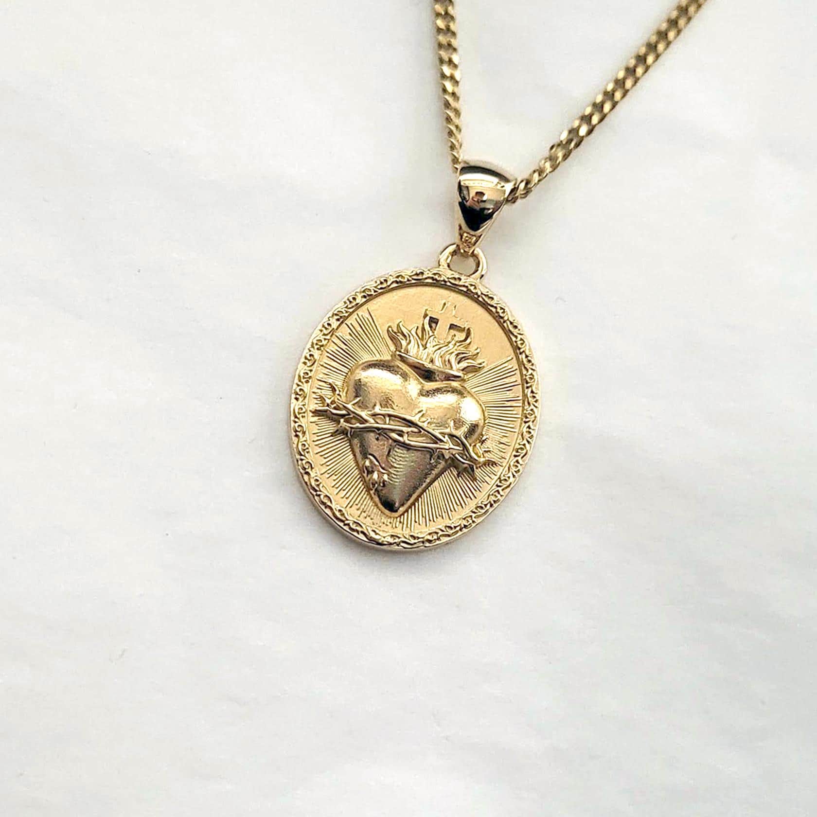 氷室京介/Personal Jesus Heart pendant/K18 14k 18k Gold Sacred Heart of Jesus Pendant Necklace for Men and