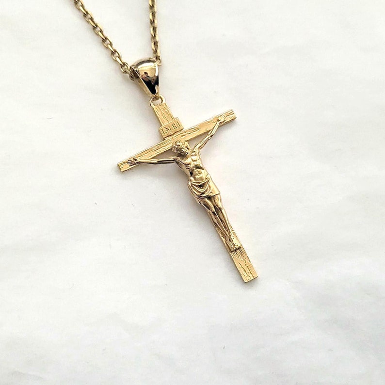 crucifix pendant necklace in 14k and 18k gold for men