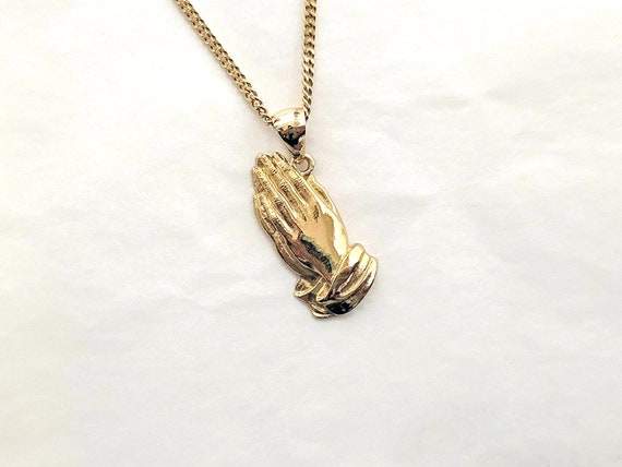 Mens praying shop hands necklace