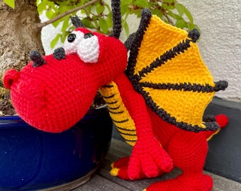 Crochet Dragon Amigurumi - Cute Handmade Fantasy Toy, Detailed Cotton Stuffed Toy, Unique and Durable Kids Gift