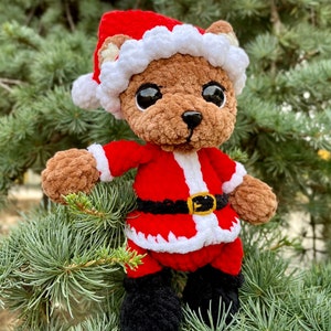 Christmas Crocheted Bear: Cute Amigurumi Teddy in Santa&#39;s Costume, Festive Holiday Decoration and Gift, Handcrafted with Love