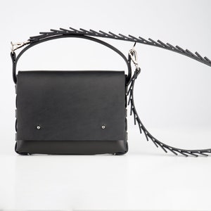 Leather crossbody bag women mini purse black leather bag leather handbag designer bag image 1