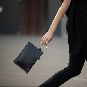 Black leather clutch purse | black purse | leather clutch