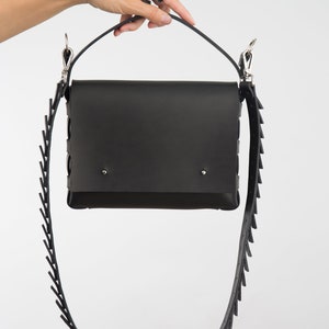 Leather crossbody bag women mini purse black leather bag leather handbag designer bag image 6