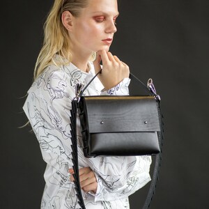 Leather crossbody bag women mini purse black leather bag leather handbag designer bag image 10