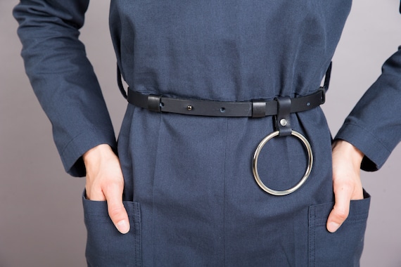 Black O Ring Minimalistic Harness Belt New O Belt - O-ring Belt, Black Vinyl, Clear Pvc, Leather, Large  main image 2