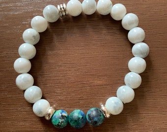 Natural Azurite Bracelet, Azurite Yoga Bracelet, Azurite Healing Bracelet, Azurite Anxiety Bracelet, Balance Bracelet, Chakra