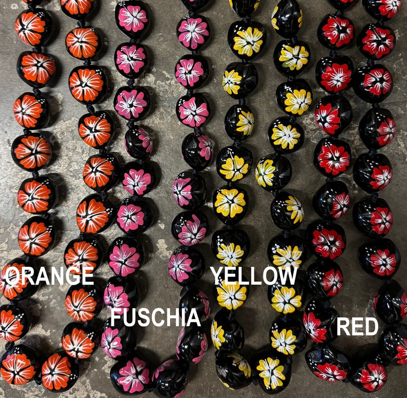 Orange, Fuschia, Yellow and Red Kukui Lei