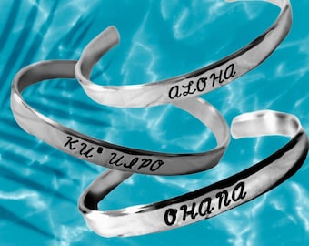 Hawaiian Custom Made Aluminum Cuff Bracelet (Choose From Three Designs)