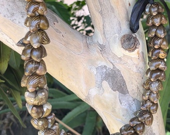 da Hawaiian Store Handcrafted Striped Brown Zebra Nerite Snail Shell Lei 30"