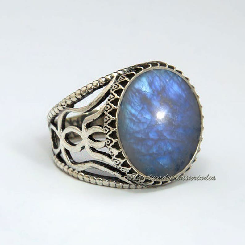 Wedding /& Engagement Ring Gift for Men June Birthstone Ring for Men/'s Moonstone Gemstone Sterling Silver Ring Signet Ring for Him