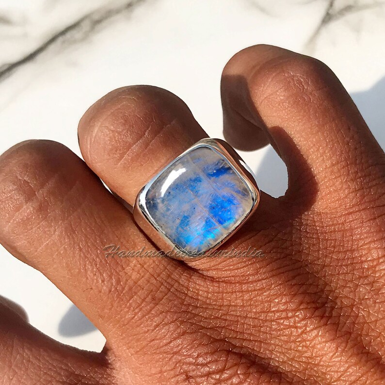 Moonstone Ring Moonstone Ring 925 sterling silver Mens Etsy