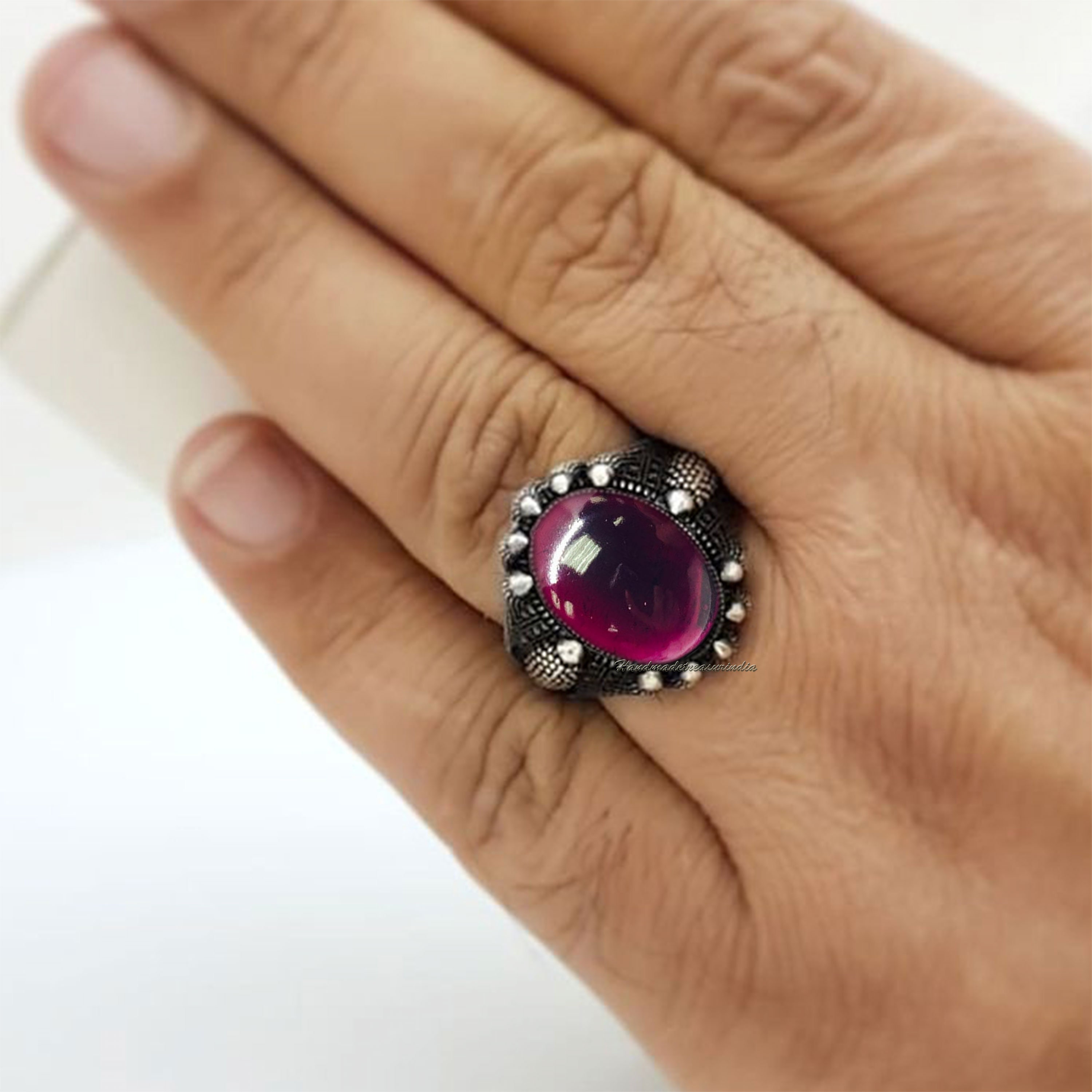 Natürliche Granat Ring 925 Sterling Silber Statement Ring | Etsy