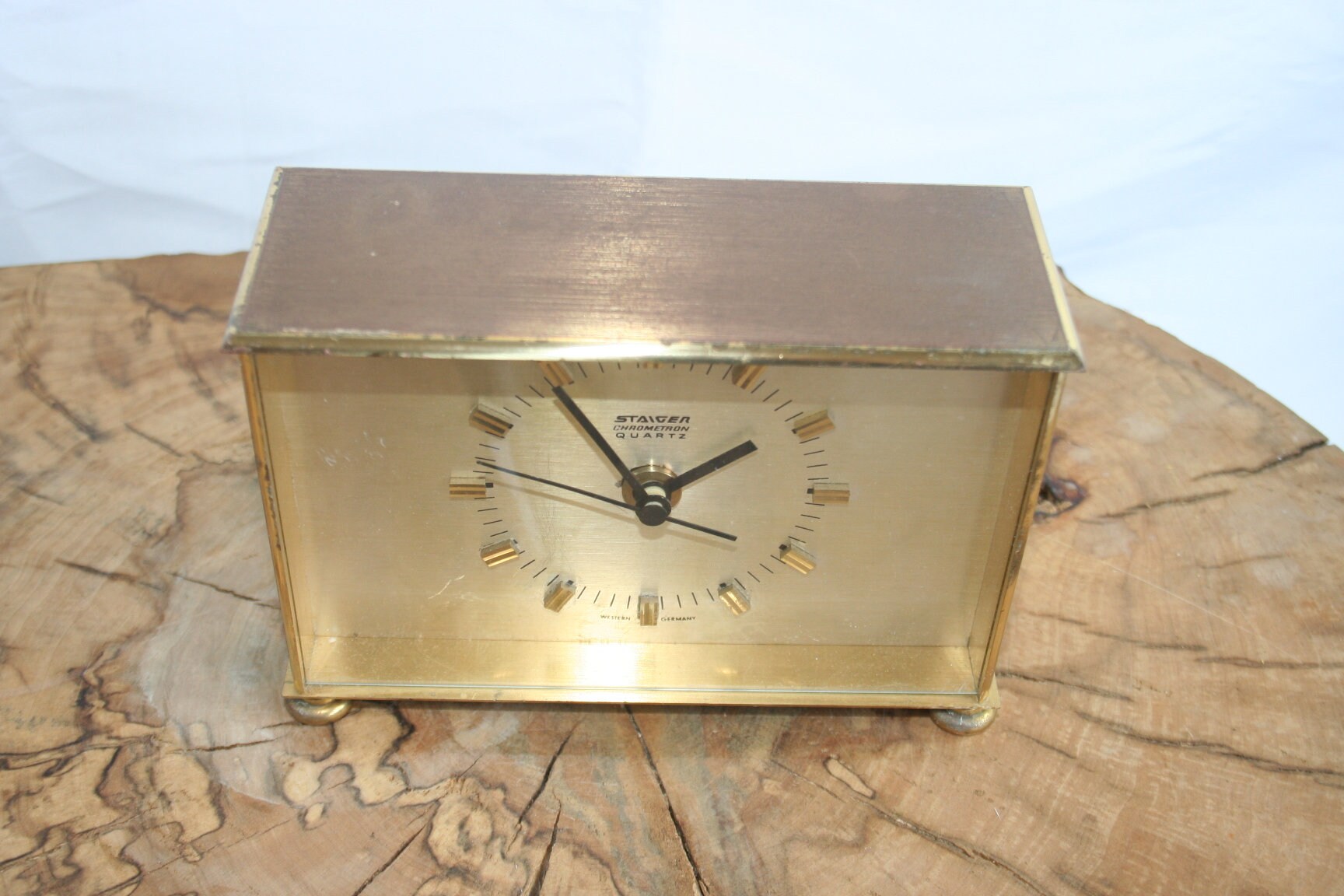 Vintage Staiger Chrometron Quartz Brass Clock