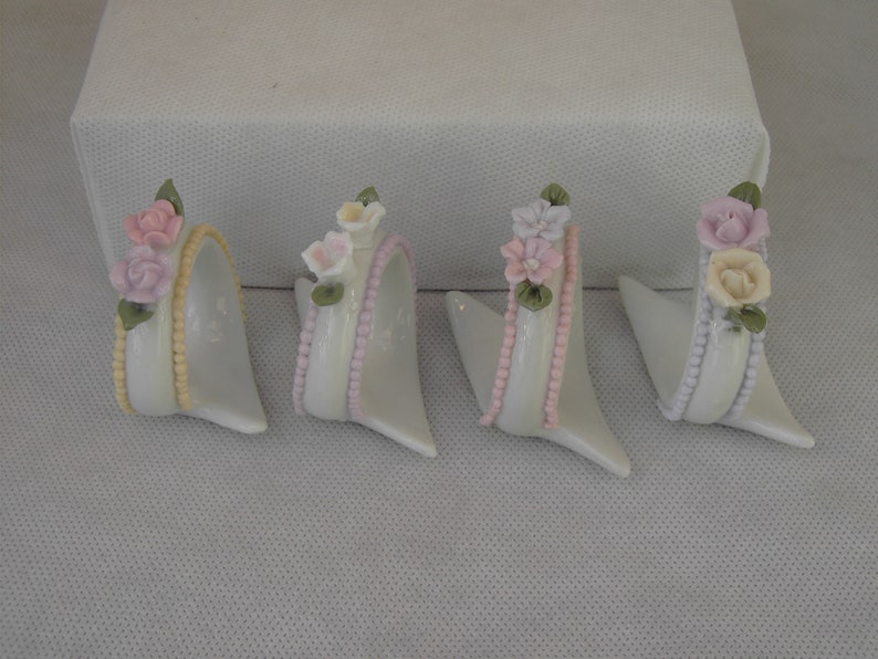 ceramic flower napkin rings