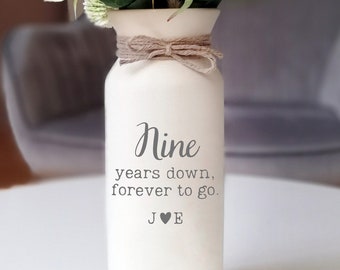 9 years anniversary 9th pottery gift for wife her him man husband ninth year wedding flower vase nine ceramic custom gifts personalize