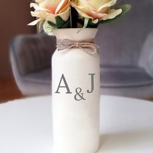 Pottery 9th anniversary gifts, gift pottery flower vase for her wife, Custom vase personalized monogrammed