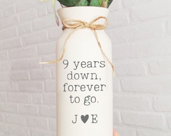 Regalo de aniversario de 9 años para la esposa 9o regalo su hombre marido aniversario de boda florero de cerámica noveno nueve cerámica personalizada personalizar