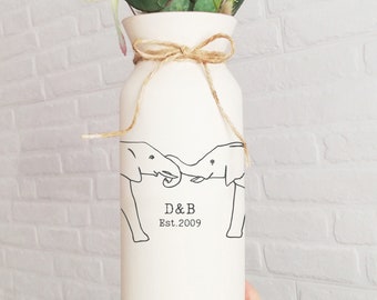 14th anniversary gift ivory wedding gifts for him her wife vase flower custom vase personalized monogrammed