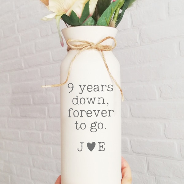 9 year anniversary gift for wife 9th gift her him man husband wedding anniversary pottery flower vase ninth nine ceramic custom personalize