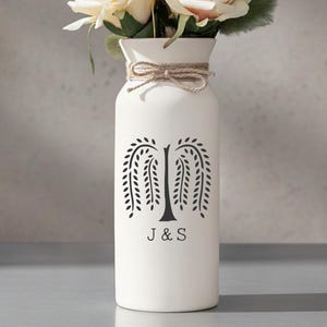 Willow anniversary pottery gifts 9th 9 ninth anniversary gift for her flower vase for wife him, custom inscription personalized monogrammed