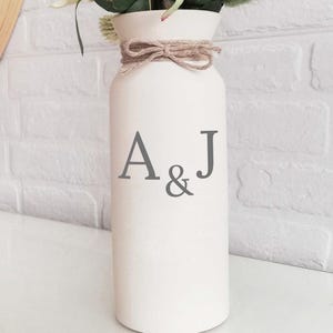 Presente de 9º aniversário, vaso de flores de cerâmica para casamento, vaso personalizado com monograma