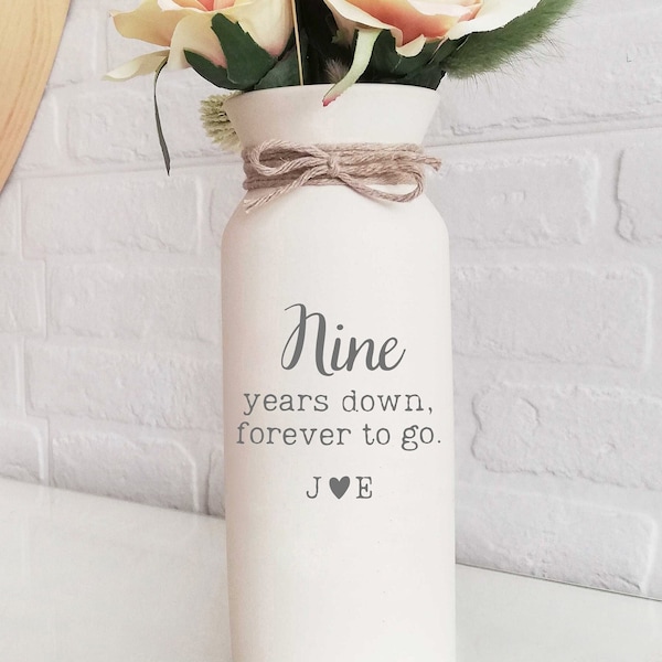 9th year anniversary pottery gift for wife her him man husband 9 year wedding flower vase ninth nine ceramic custom gifts personalize