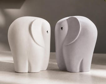 14th wedding anniversary ivory gift for man elephant 14 year him her wife couple personalized traditional modern Set of 2 gypsum ceramic