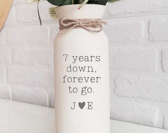 Cadeau de 7e anniversaire pour femme 7 ans de mariage en cuivre pour elle vase à fleurs personnalisé initiales monogrammes personnalisés