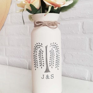 Willow anniversary pottery gifts 9th 9 ninth anniversary gift for her flower vase for wife him, custom inscription personalized monogrammed image 1