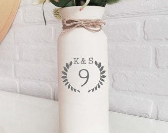 9th anniversary for her gift wife pottery wedding 9 year ninth nine gifts him man flower vase ceramic custom initials personalized monograms